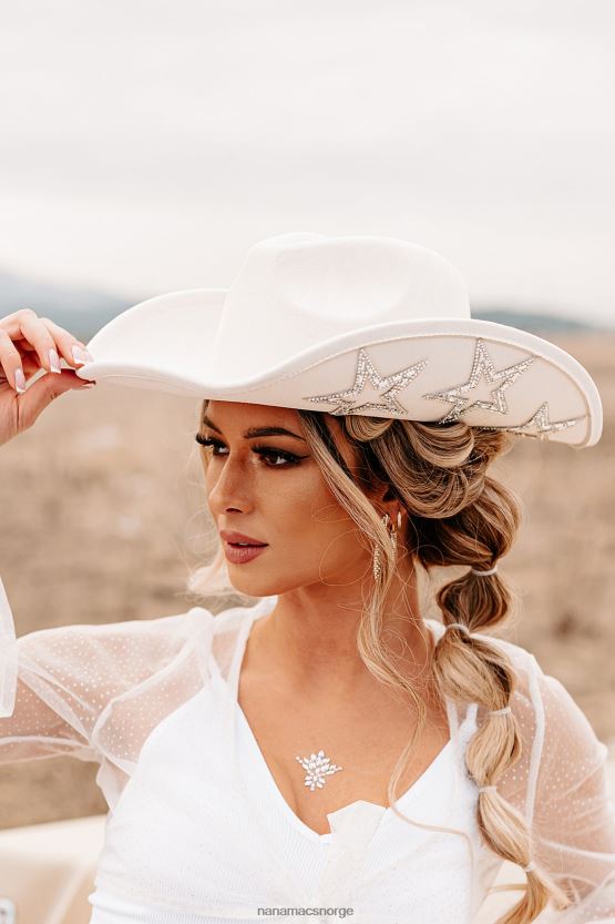 elfenbein NanaMacs stjernebesatt line-up rhinestone star cowboyhatt 402NJ04474