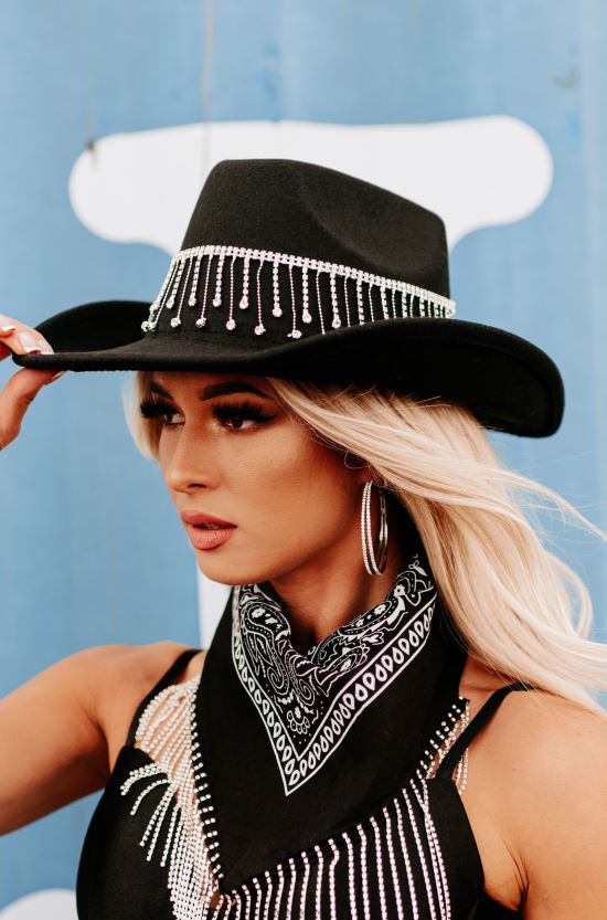 svart NanaMacs nashville nights rhinestone frynser cowboyhatt 402NJ04471