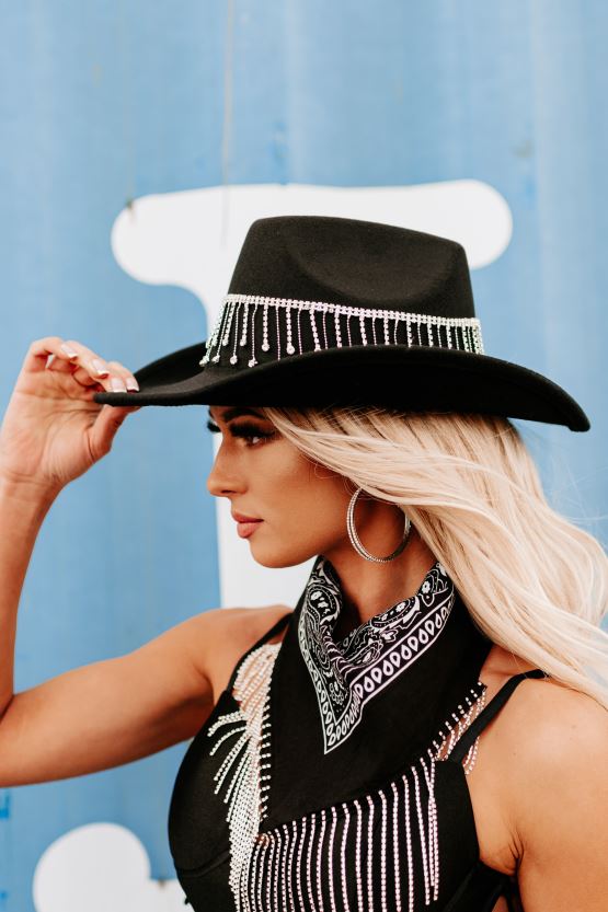 svart NanaMacs nashville nights rhinestone frynser cowboyhatt 402NJ04471