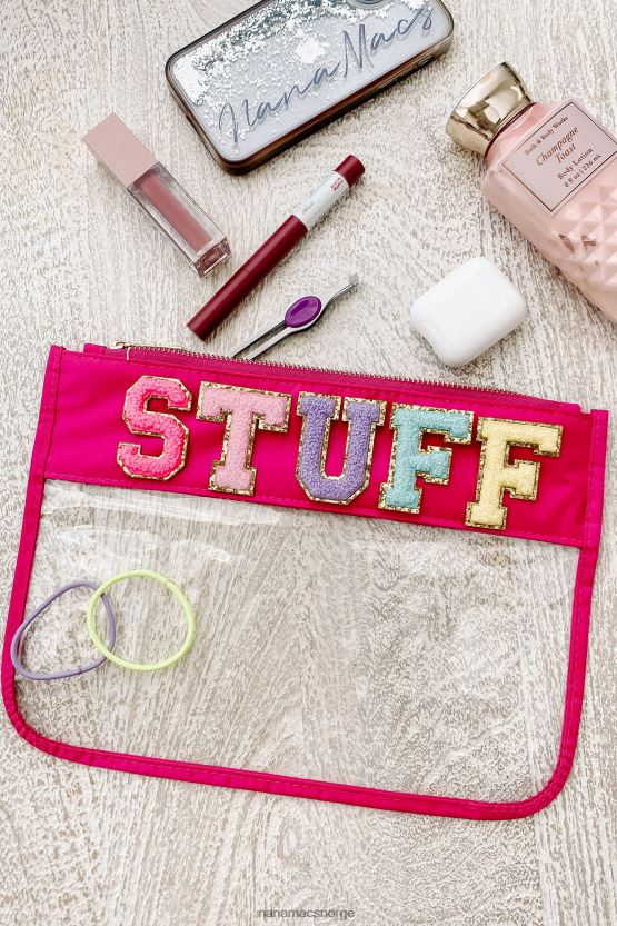 fuchsia/ting NanaMacs hold den inneholdt gjennomsiktig varsity letter kosmetikkpose 402NJ04566