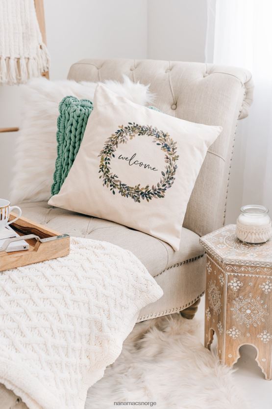 Velkommen NanaMacs velkomstkrans lerret kastepute 402NJ04557