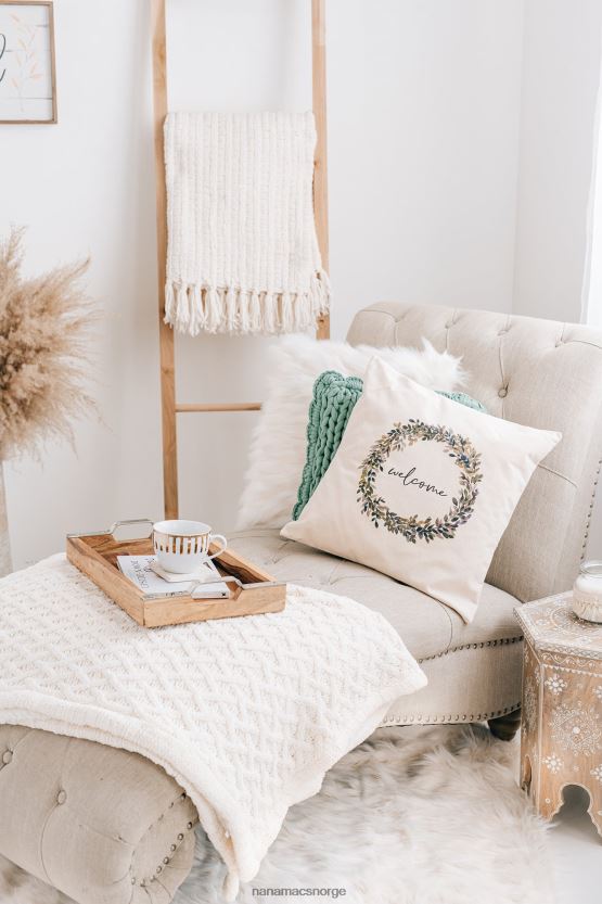 Velkommen NanaMacs velkomstkrans lerret kastepute 402NJ04557