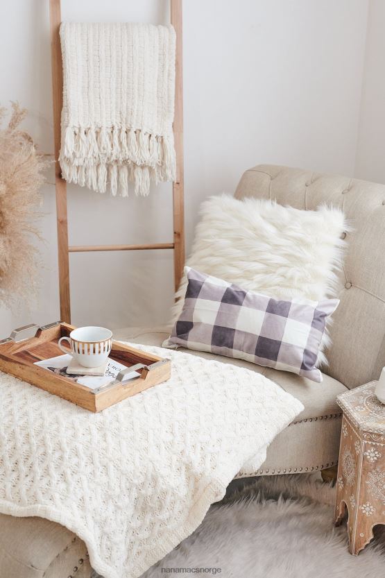 akvarell grå/off white NanaMacs rektangulært rutete putetrekk 402NJ04553