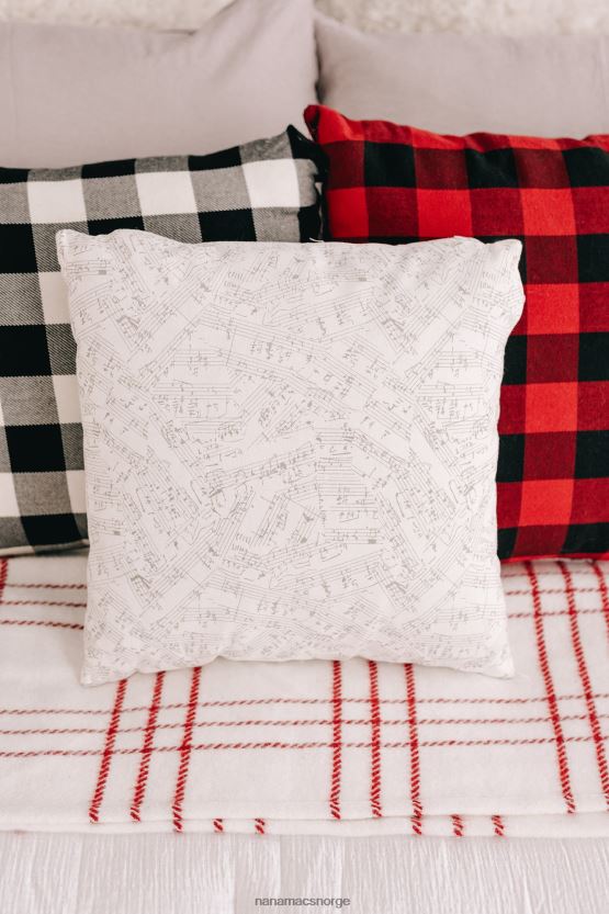 rød Hvit NanaMacs glede til verden vendbar lerretspute 402NJ04545