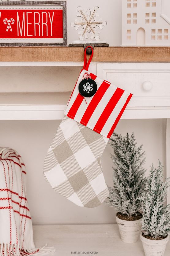 rød Hvit NanaMacs snøfnuggmerket rutete lerretsstrømpe 402NJ04548