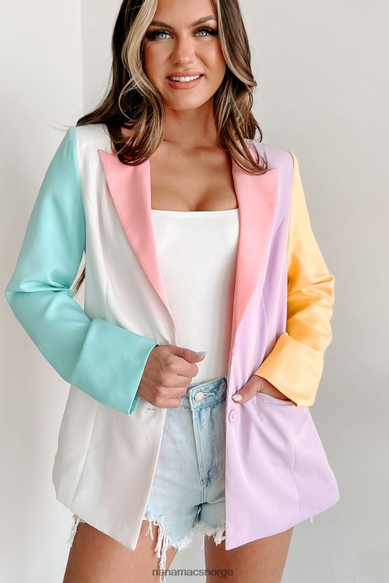 elfenben/rosa/lavendel/multi NanaMacs bestått med flotte farger colorblock blazer 402NJ03645