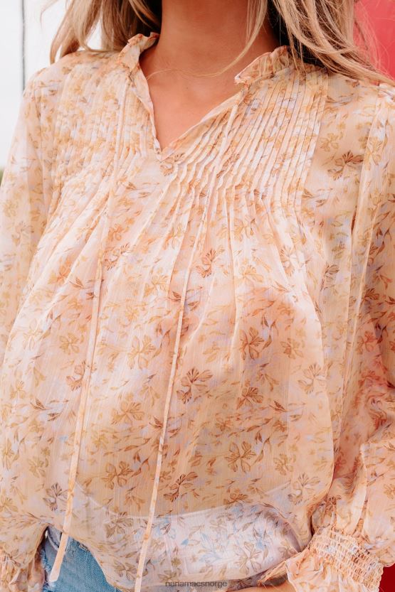 fersken/blush multi NanaMacs tar minutter floral langermet bluse 402NJ0990