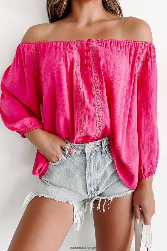 fuchsia NanaMacs min eneste skrueblondedetalj 3/4-ermet bluse 402NJ0760