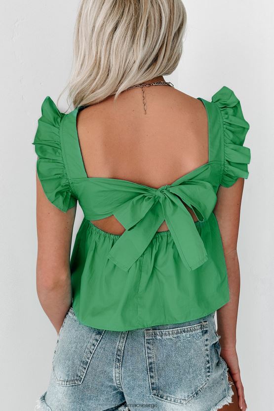 grønn NanaMacs candid moments tie-back babydoll bluse 402NJ01131