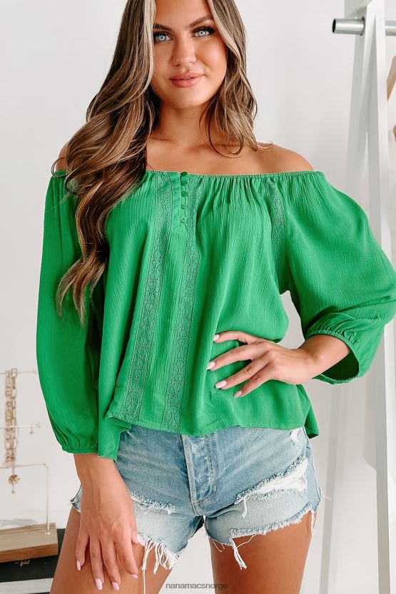 grønn NanaMacs min eneste skrueblondedetalj 3/4-ermet bluse 402NJ0757