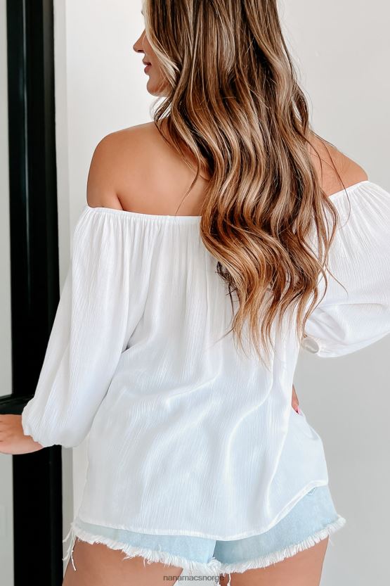 hvit NanaMacs min eneste skrueblondedetalj 3/4-ermet bluse 402NJ0769