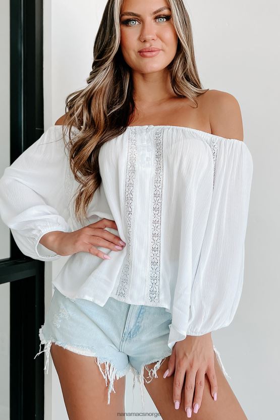 hvit NanaMacs min eneste skrueblondedetalj 3/4-ermet bluse 402NJ0769