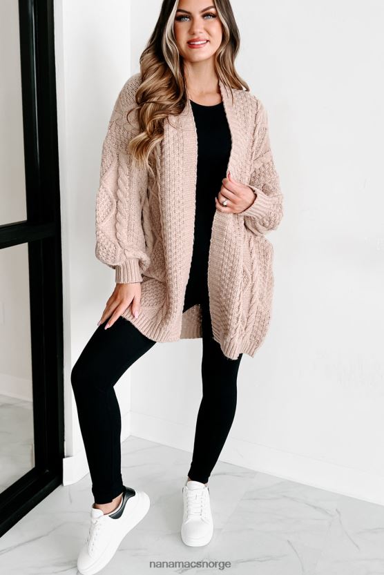 beige NanaMacs hva du trenger åpen strikket cardigan foran 402NJ03727