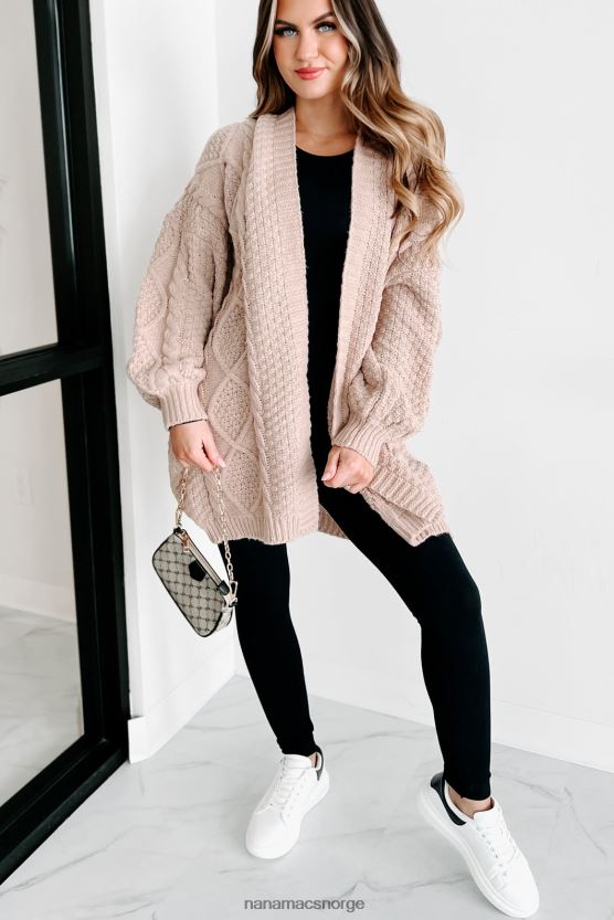 beige NanaMacs hva du trenger åpen strikket cardigan foran 402NJ03727