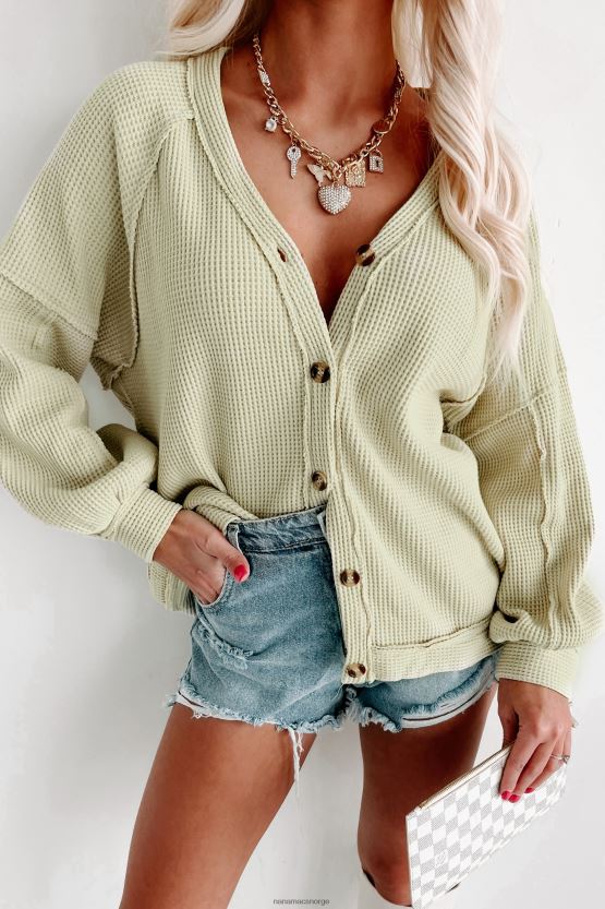 blek grønn NanaMacs så håpefull vaffelstrikket cardigan topp 402NJ03729