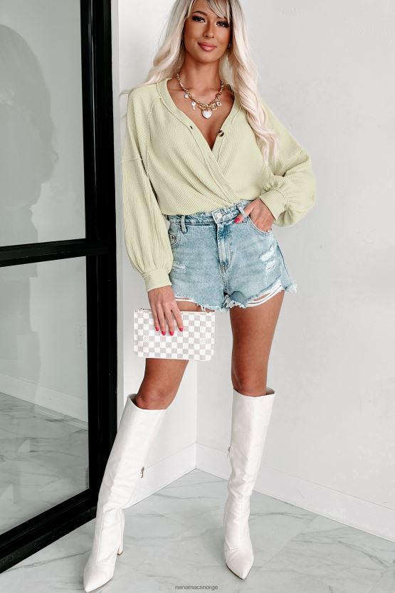 blek grønn NanaMacs så håpefull vaffelstrikket cardigan topp 402NJ03729