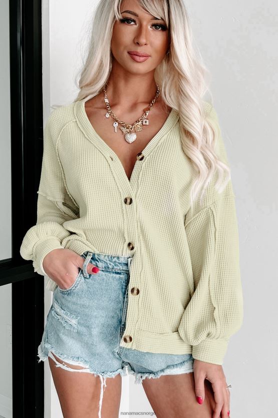 blek grønn NanaMacs så håpefull vaffelstrikket cardigan topp 402NJ03729