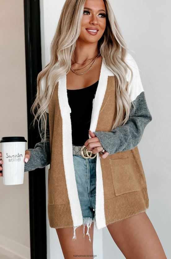 brun/kull/elfenben NanaMacs snørike dager colorblock cardigan 402NJ03744