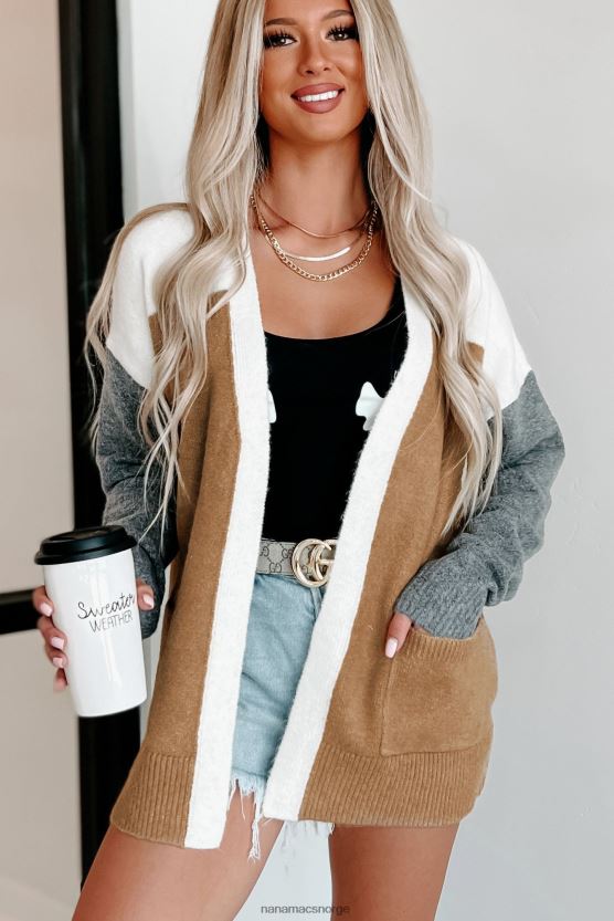 brun/kull/elfenben NanaMacs snørike dager colorblock cardigan 402NJ03744