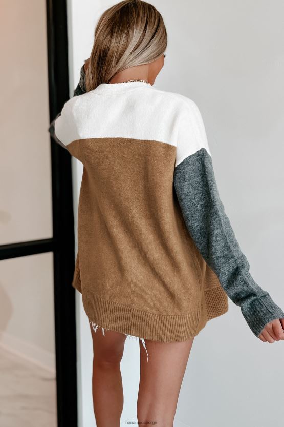 brun/kull/elfenben NanaMacs snørike dager colorblock cardigan 402NJ03744