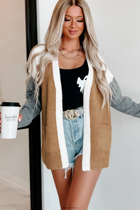 brun/kull/elfenben NanaMacs snørike dager colorblock cardigan 402NJ03744