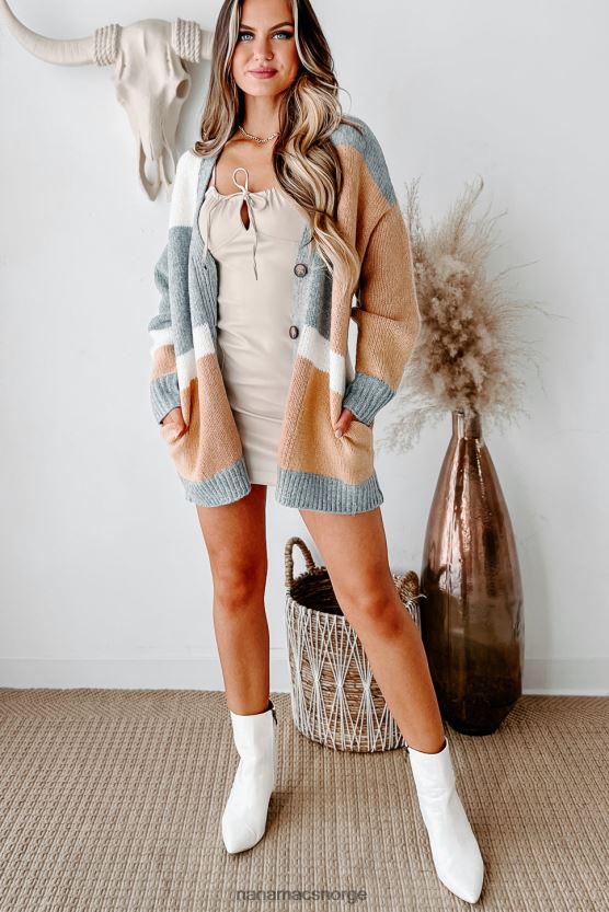 gråmelert multi NanaMacs bestefar godkjent oversized colorblock cardigan 402NJ03742