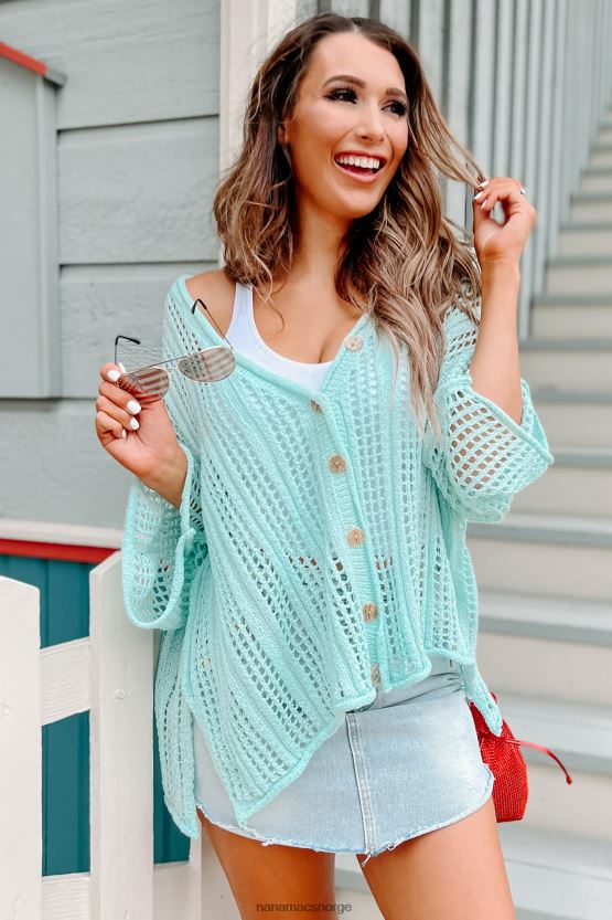 mynte NanaMacs glad håpefull åpen strikket cardigan/topp 402NJ0953