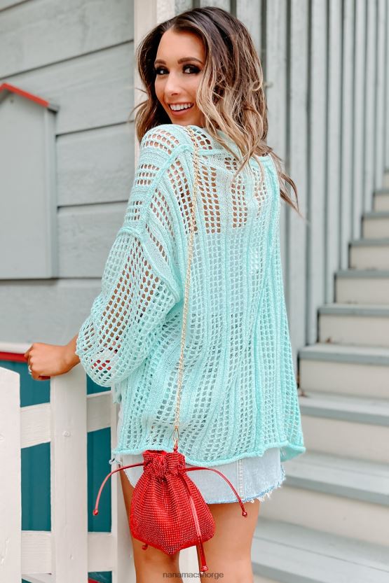 mynte NanaMacs glad håpefull åpen strikket cardigan/topp 402NJ0953