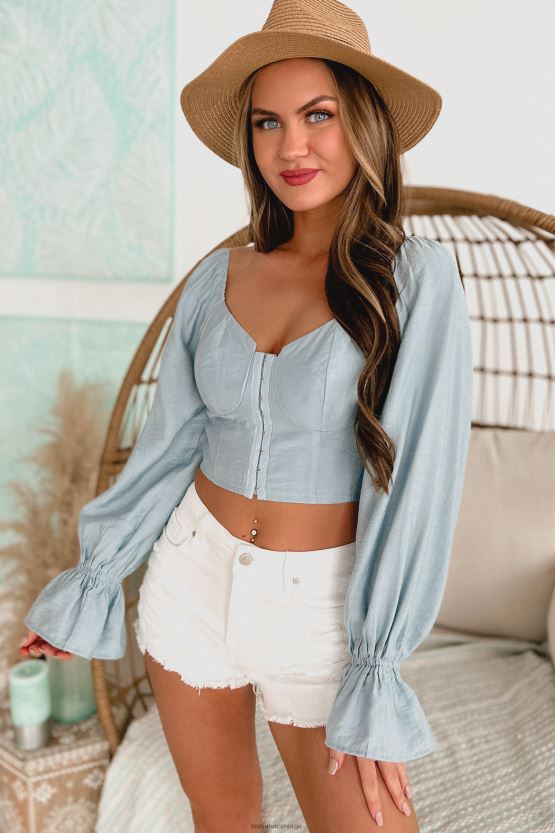 baby blå NanaMacs stjel oppmerksomheten kroken foran bustier crop top 402NJ01479