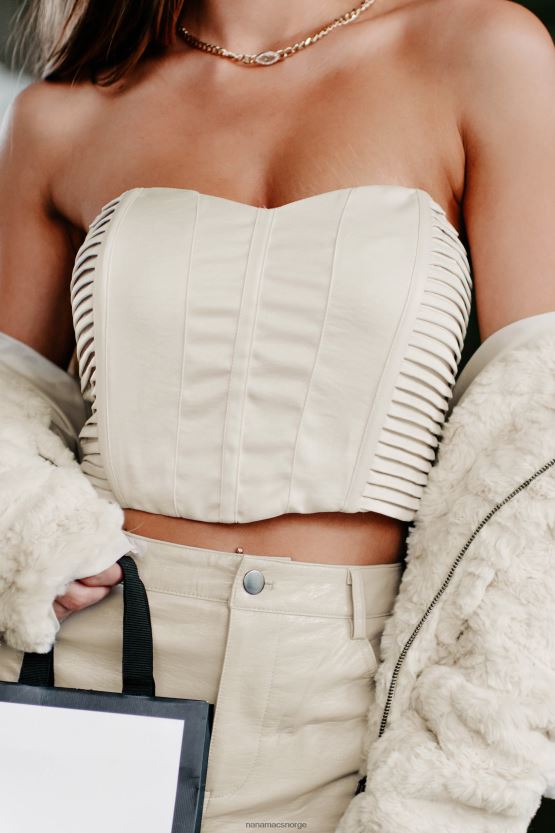 beige NanaMacs av egoistiske grunner stroppeløs crop top 402NJ0198