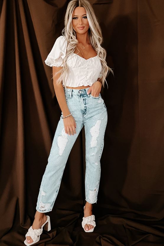 beige NanaMacs dristig skjønnhetskorsettdetalj puffermet crop topp 402NJ01375