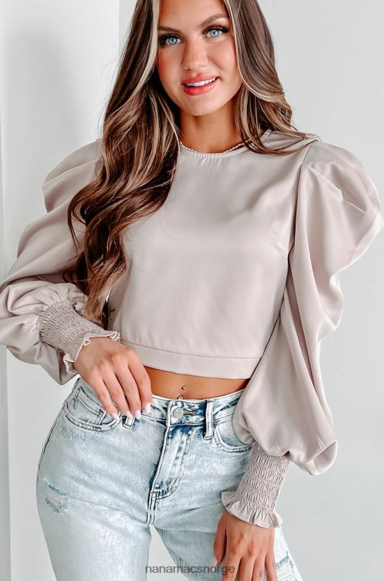 beige NanaMacs som skjebnen ville ha det puff sleeve crop top 402NJ01271