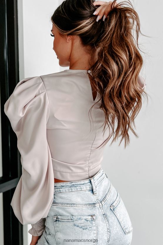 beige NanaMacs som skjebnen ville ha det puff sleeve crop top 402NJ01271