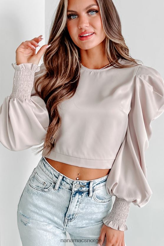beige NanaMacs som skjebnen ville ha det puff sleeve crop top 402NJ01271