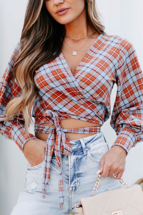 blå multi NanaMacs rustikk berøringsrutet wrap topp 402NJ01309