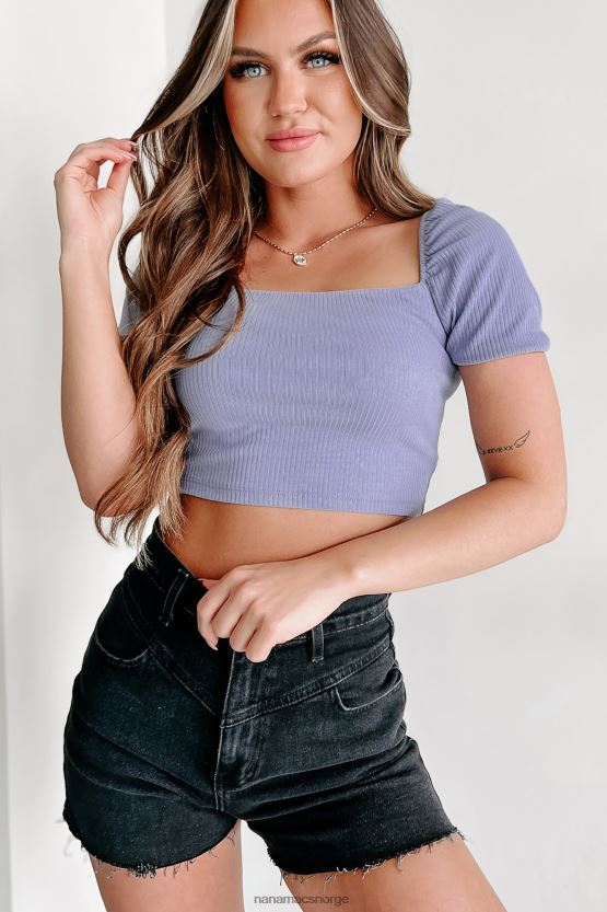 blek indigo NanaMacs beslektede ånder firkantet hals crop top 402NJ0873