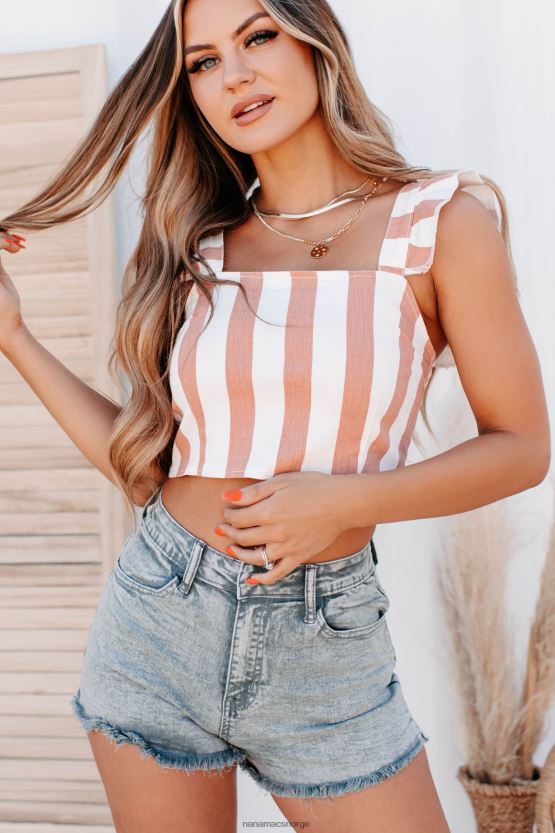 brent korall NanaMacs crop-top med rytterstriper med volangstropp 402NJ01246