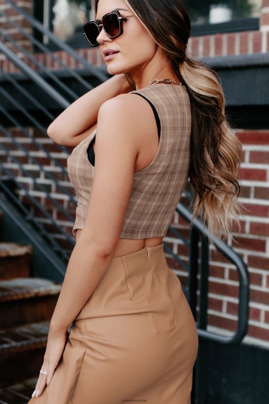 brun NanaMacs boyd rutete vest crop top 402NJ01291