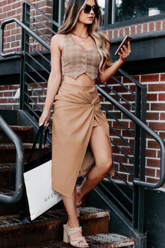 brun NanaMacs boyd rutete vest crop top 402NJ01291