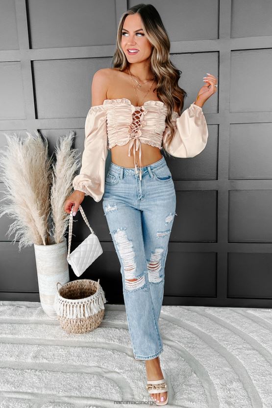 champagne NanaMacs tar navn ruched blonder-up crop topp 402NJ01367