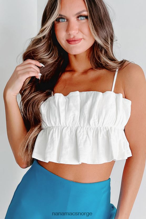 elfenbein NanaMacs skatten du ruffle tie tilbake crop top 402NJ0920