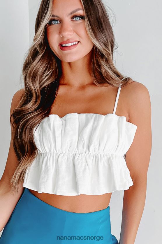 elfenbein NanaMacs skatten du ruffle tie tilbake crop top 402NJ0920