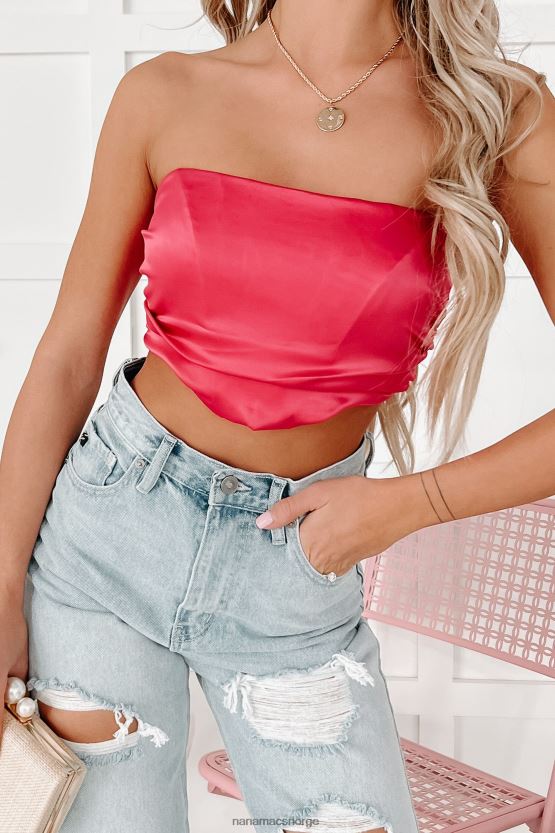 fuchsia NanaMacs brennende godt utseende stroppeløs sateng crop top 402NJ0238