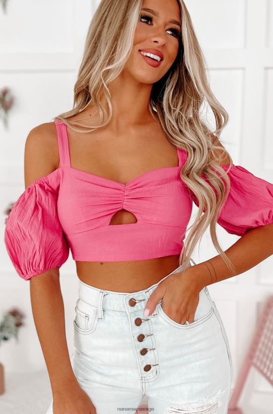 fuschia NanaMacs følelse herlig kald skulder crop top 402NJ01363