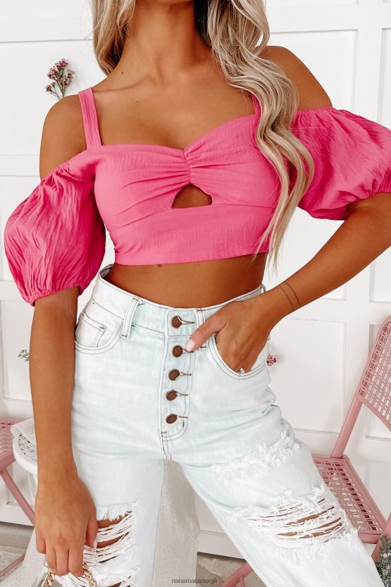 fuschia NanaMacs følelse herlig kald skulder crop top 402NJ01363