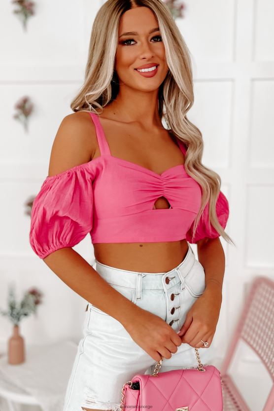 fuschia NanaMacs følelse herlig kald skulder crop top 402NJ01363
