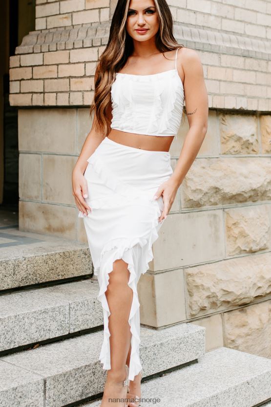 hvit NanaMacs sent til festen ruffled crop top 402NJ01125