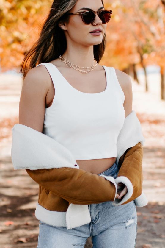 hvit NanaMacs solrike somre ribbet crop topp 402NJ0730