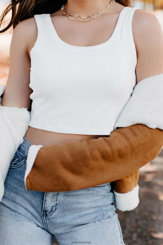 hvit NanaMacs solrike somre ribbet crop topp 402NJ0730