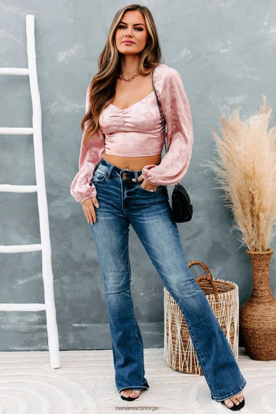 is rosa NanaMacs vitne til perfeksjon tie-back jacquard crop top 402NJ01504